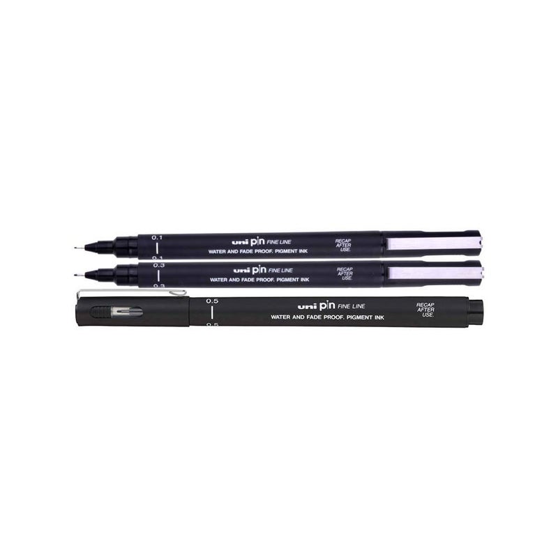 Uni Pin UNI-BALL PIN DRAWING PEN FINELINER ULTRA FINE LINE MARKER 0.3mm BLACK Ink - [Pack of 3] - Image 1